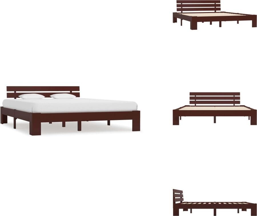 VidaXL Bedframe Bedframes Bed Frame Bed Frames Bedframe massief grenenhout donkerbruin 180x200 cm