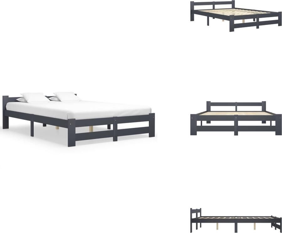 VidaXL Bedframe Bedframes Bed Frame Bed Frames Bedframe massief grenenhout donkergrijs 180x200 cm