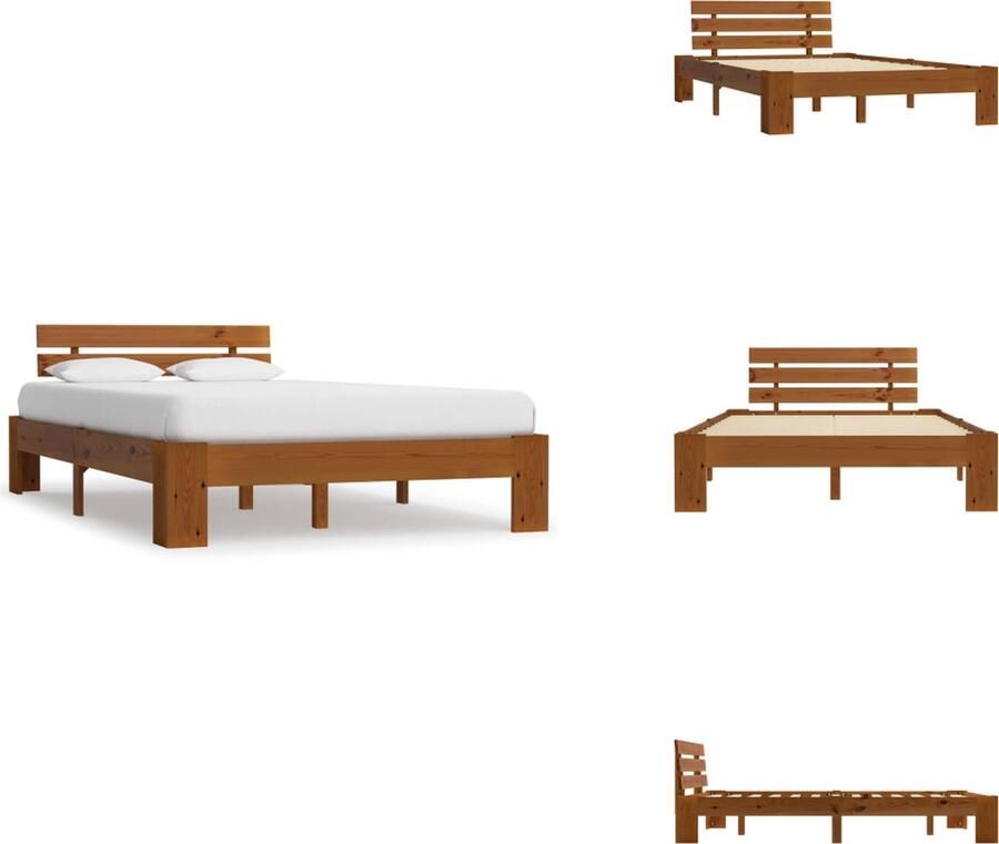 VidaXL Bedframe Bedframes Bed Frame Bed Frames Bedframe massief grenenhout honingbruin 120x200 cm
