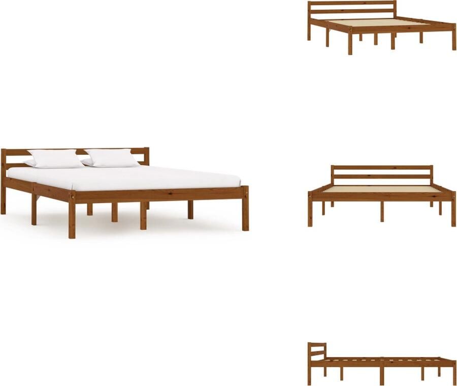VidaXL Bedframe Bedframes Bed Frame Bed Frames Bedframe massief grenenhout honingbruin 140x200 cm - Foto 2