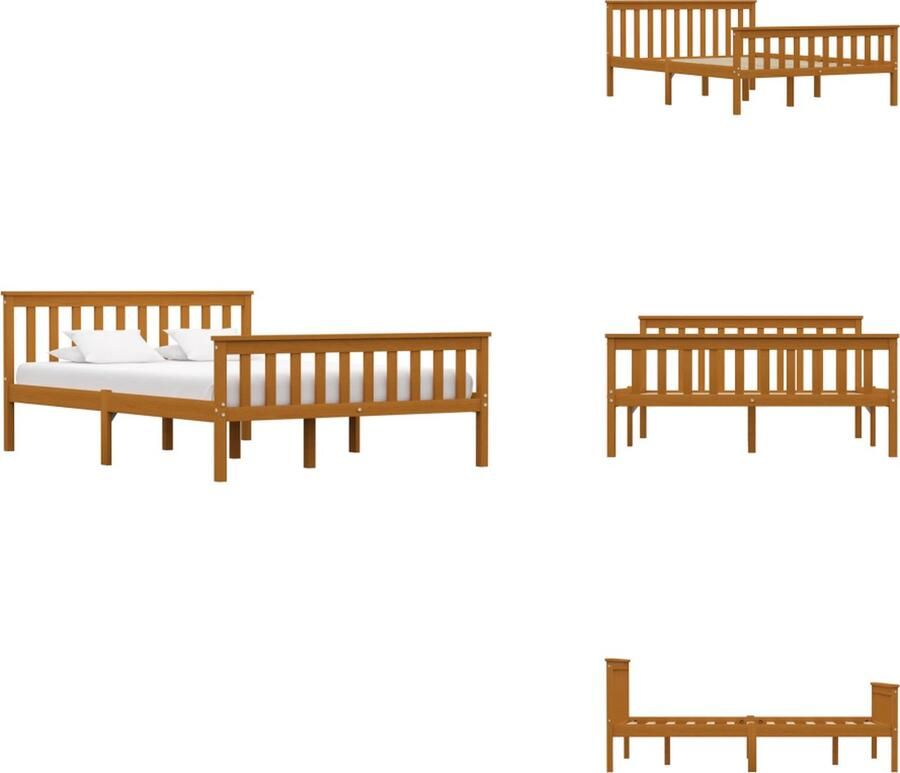 VidaXL Bedframe Bedframes Bed Frame Bed Frames Bedframe massief grenenhout honingbruin 140x200 cm