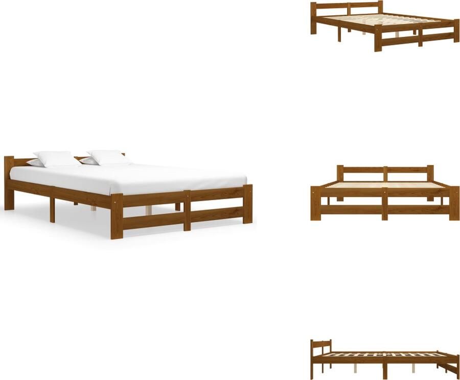 VidaXL Bedframe Bedframes Bed Frame Bed Frames Bedframe massief grenenhout honingbruin 140x200 cm - Foto 3
