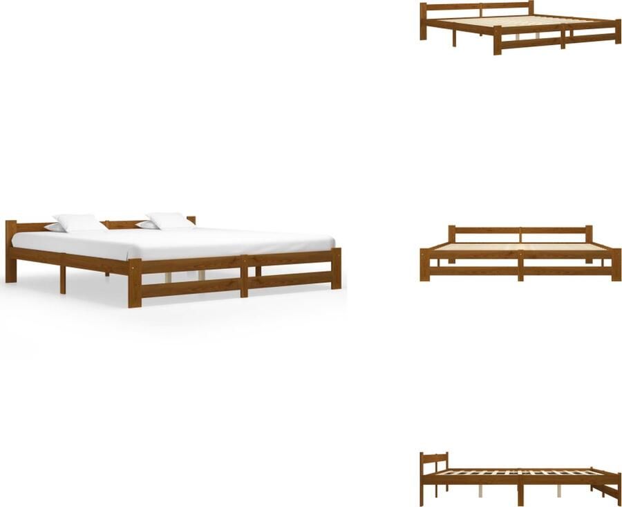 VidaXL Bedframe Bedframes Bed Frame Bed Frames Bedframe massief grenenhout honingbruin 200x200 cm