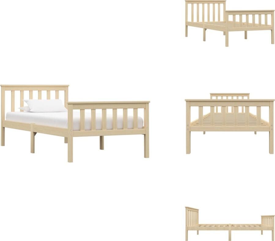 VidaXL Bedframe Bedframes Bed Frame Bed Frames Bedframe massief grenenhout lichthoutkleurig 100x200 cm