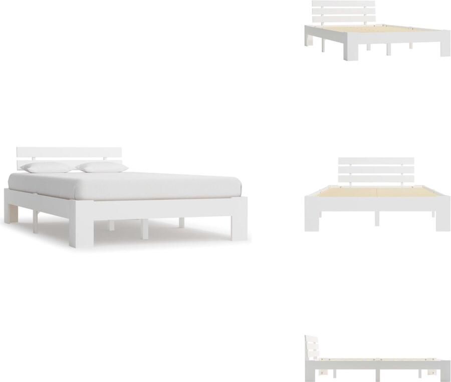 VidaXL Massief Grenenhouten Bedframe Bedframes Afmeting- 202.5 x 138 x 21 cm Ken- Ruimtebesparend Bed - Foto 10
