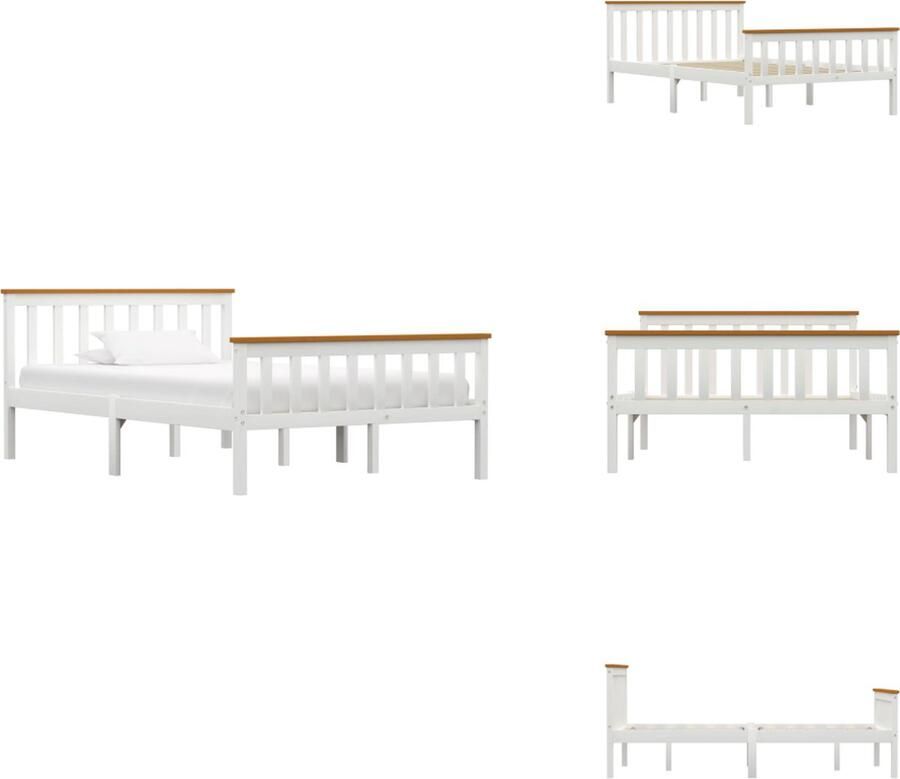 VidaXL Massief Grenenhouten Bedframe Bedframes Afmeting- 202.5 x 138 x 21 cm Ken- Ruimtebesparend Bed - Foto 8