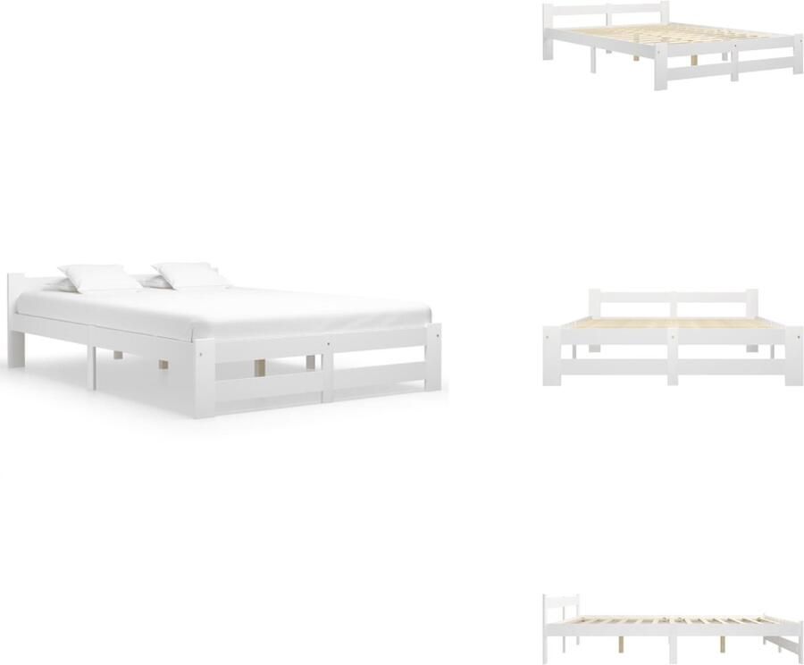 VidaXL Massief Grenenhouten Bedframe Bedframes Afmeting- 202.5 x 138 x 21 cm Ken- Ruimtebesparend Bed - Foto 14
