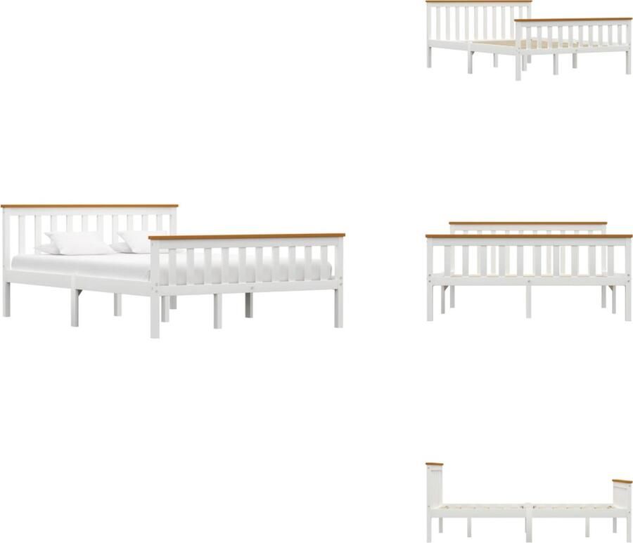 VidaXL Bedframe Bedframes Bed Frame Bed Frames Bedframe massief grenenhout wit 140x200 cm