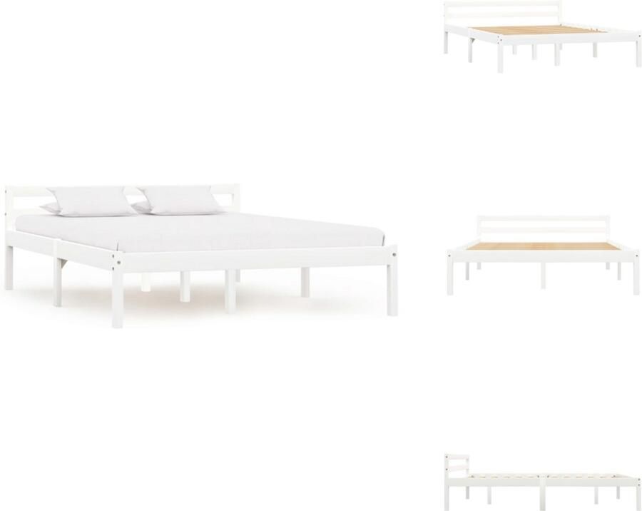VidaXL Bedframe Bedframes Bed Frame Bed Frames Bedframe massief grenenhout wit 140x200 cm - Foto 3