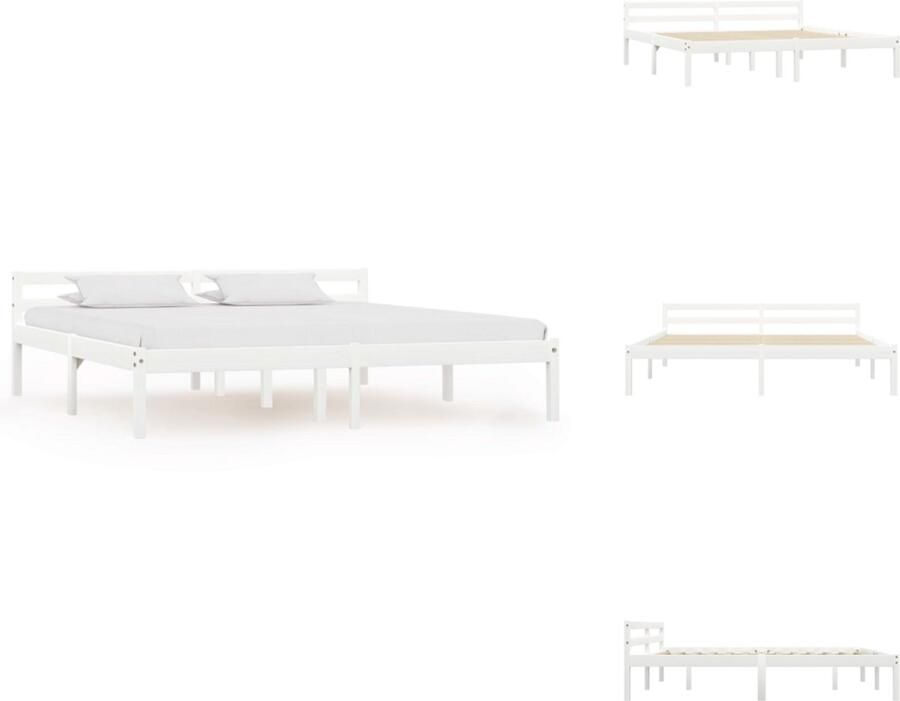 VidaXL Massief Grenenhouten Bedframe Classic Bedframes Afmeting- 204 x 187 x 55 cm Kleur- Wit Bed - Foto 3