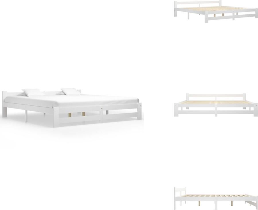 VidaXL Bedframe Bedframes Bed Frame Bed Frames Bedframe massief grenenhout wit 200x200 cm