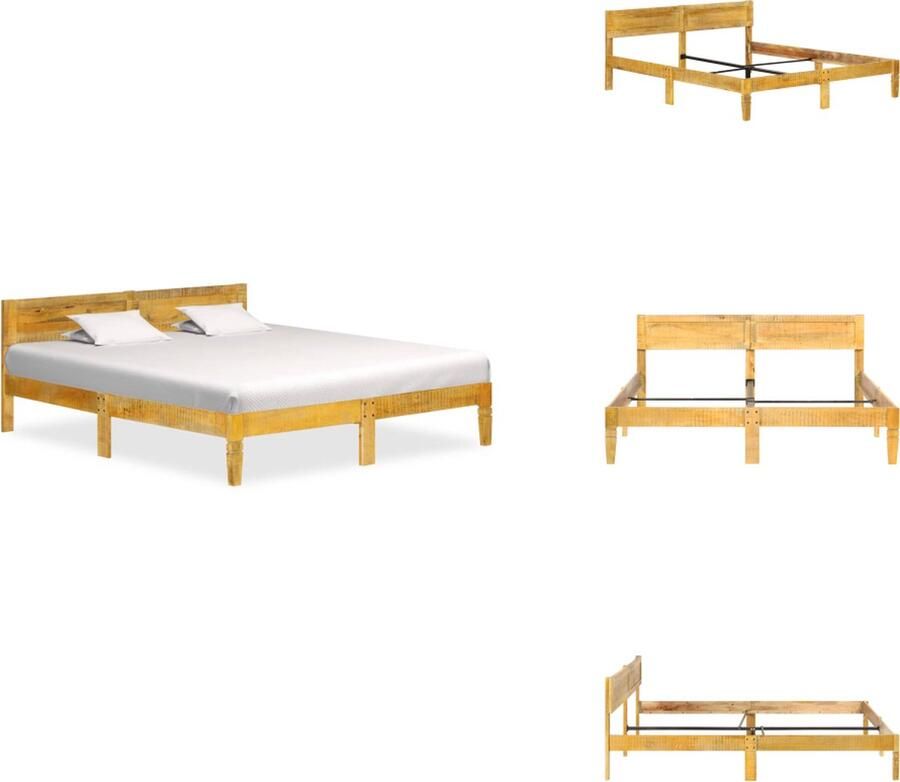 VidaXL Massief mangohouten bedframe Tweepersoons 140x200 cm Natuurlijke afwerking Bed