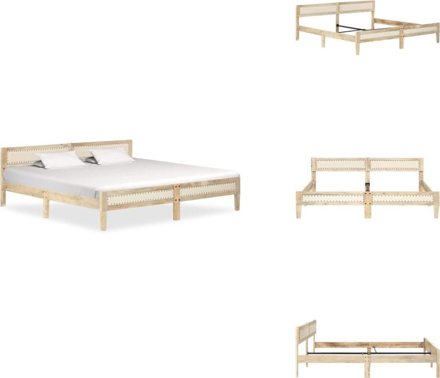 VidaXL Massief Mangohouten Bedframe Klassieke Uitstraling Bedframes 205 x 205 x 73 cm Ken- Naturel afwerking Bed