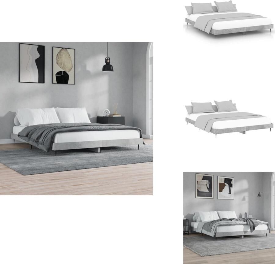 VidaXL Bed Frame Geniet van een goede nachtrust Bed Frame Afmetingen- 203 x 143 x 20 cm Ken- Duurzaam hout en metalen poten Bed
