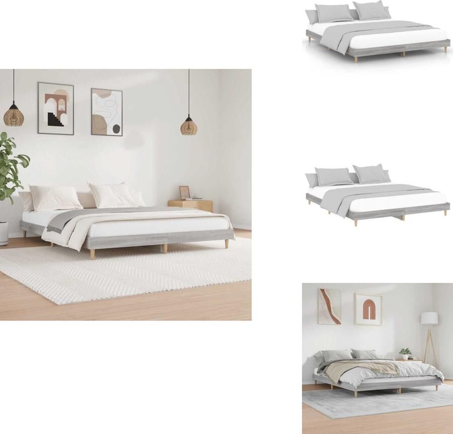 VidaXL Bedframe Duurzaam Bedframe Afmeting- 203 x 123 x 20 cm Ken- grijs sonoma eiken Matras niet inbegrepen Montage vereist Bed - Foto 2