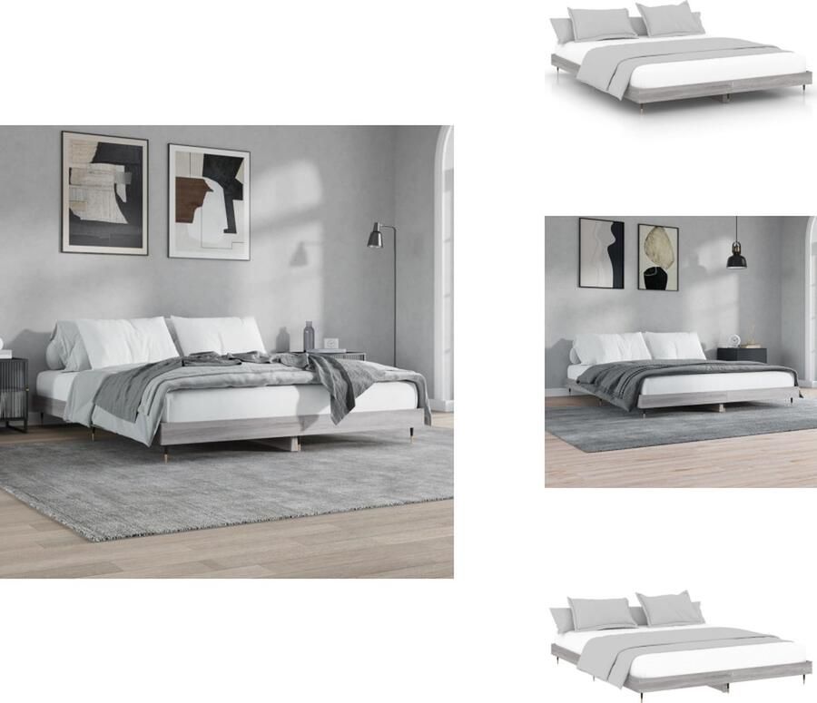 VidaXL Bedframe Duurzaam Bedframe Afmeting- 203 x 123 x 20 cm Ken- grijs sonoma eiken Matras niet inbegrepen Montage vereist Bed - Foto 4