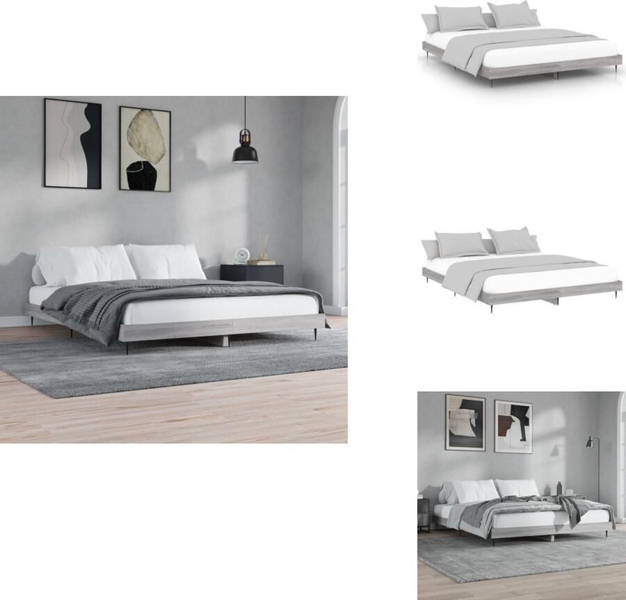 VidaXL Bedframe Duurzaam Bedframe Afmeting- 203 x 123 x 20 cm Ken- grijs sonoma eiken Matras niet inbegrepen Montage vereist Bed
