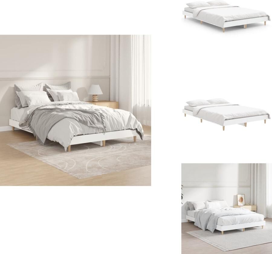 VidaXL Bedframe Bedframes Bed Frame Bedframe bewerkt hout wit 120x190 cm
