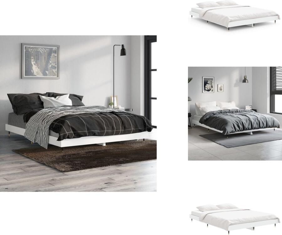 VidaXL Bedframe Afmeting- 193 x 138 x 20 cm Ken- Duurzaam hout metalen poten multiplex lattenbodem Bed - Foto 4