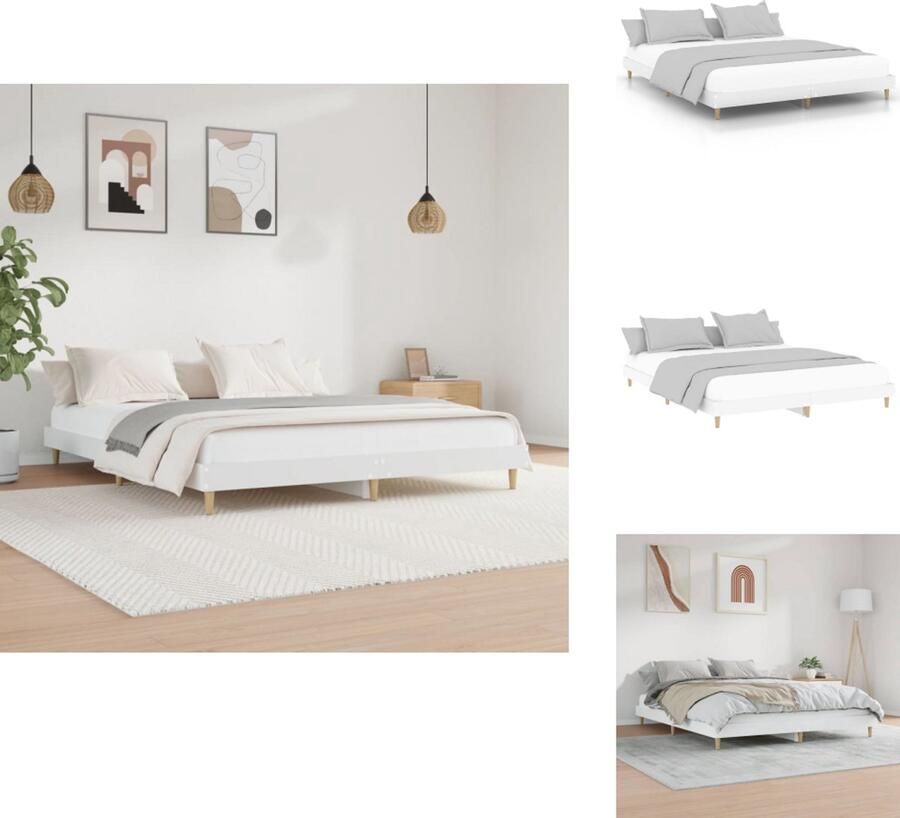 VidaXL -Bedframe-bewerkt-hout-wit-140x200-cm