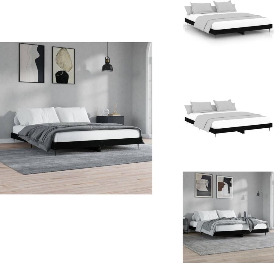 VidaXL Bedframe Houten Bedframe Zwarte kleur Multiplex lattenbodem Afmetingen- 203 x 183 x 20 cm Geschikt voor matras 180 x 200 cm Montage vereist Bed