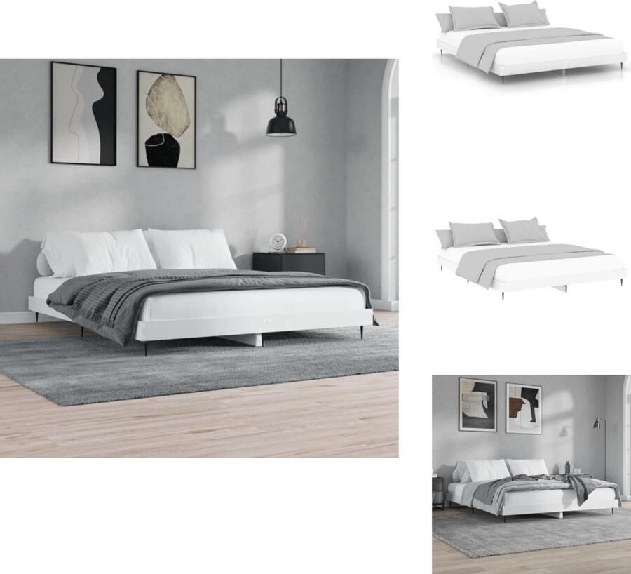 VidaXL Bedframe Bedframes Bed Frame Bedframe LED massief hout wit 120x200 cm - Foto 2