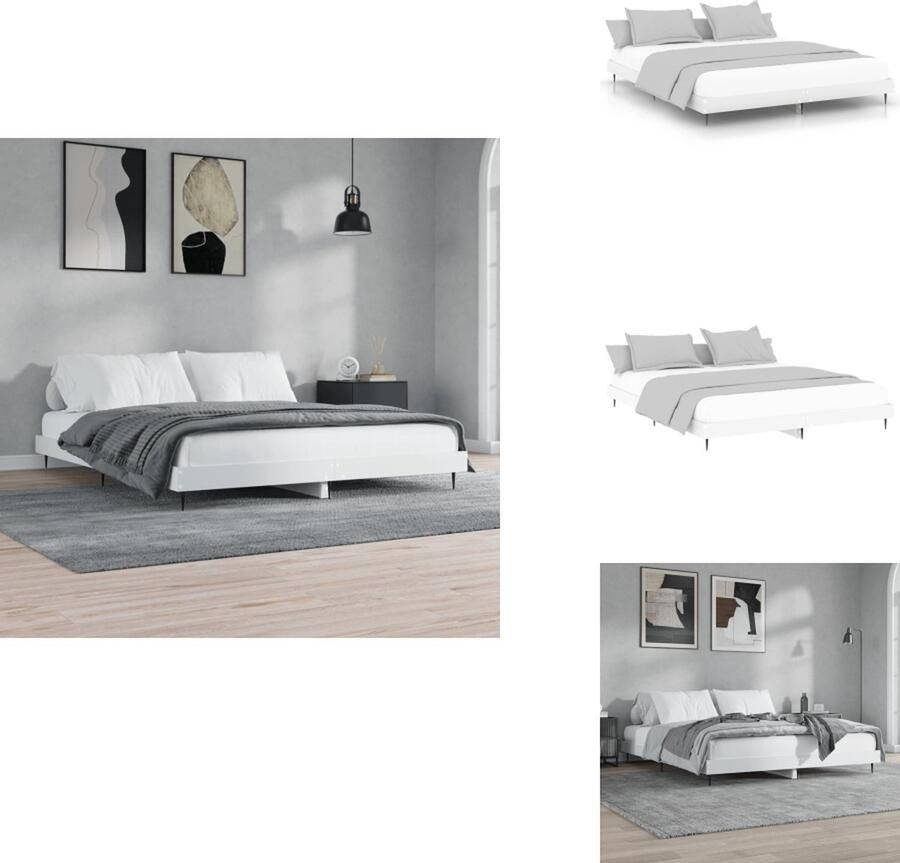 VidaXL Bedframe Duurzaam Bedframes Afmeting- 203 x 203 x 20 cm Kleur- Wit Geen matras inbegrepen Bed