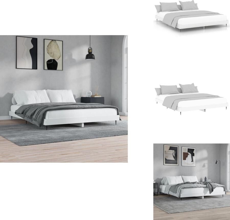 VidaXL Bedframe Duurzaam Materiaal- Bewerkt hout Afmetingen- 203 x 163 cm Kleur- Wit Bed - Foto 2