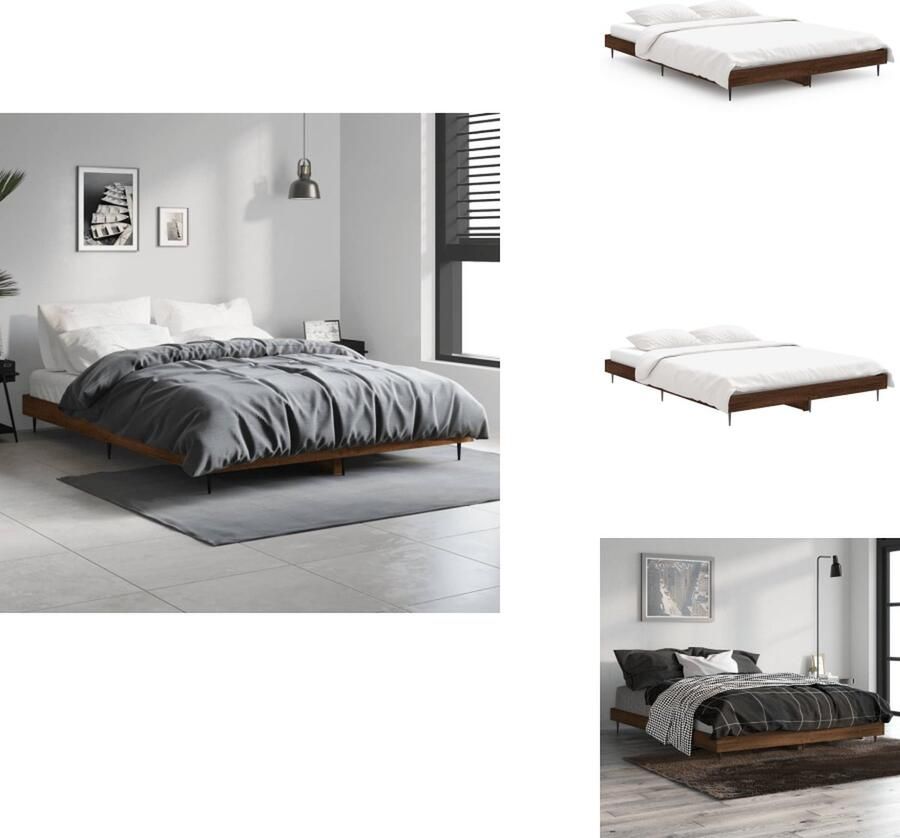 VidaXL Bedframe Bedframes Bed Frame Bedframe zonder matras bewerkt hout bruin eikenkleur 140x190 cm