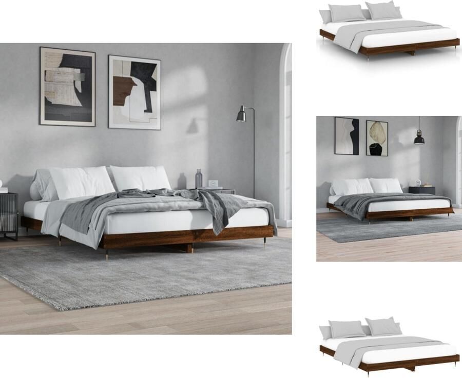 VidaXL Bedframe Bedframes Bed Frame Bedframe zonder matras bewerkt hout bruin eikenkleur 160x200 cm - Foto 3