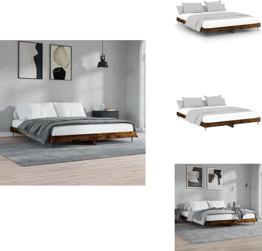 VidaXL Bedframe Bedframes Bed Frame Bedframe zonder matras hout gerookt eikenkleurig 150x200 cm