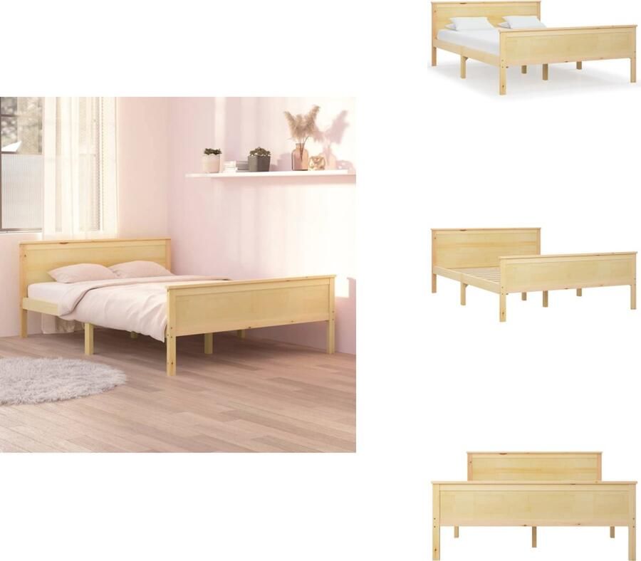 VidaXL Bedframe Bedframes Houten Bedframe Bed Bedframe massief grenenhout 140x200 cm