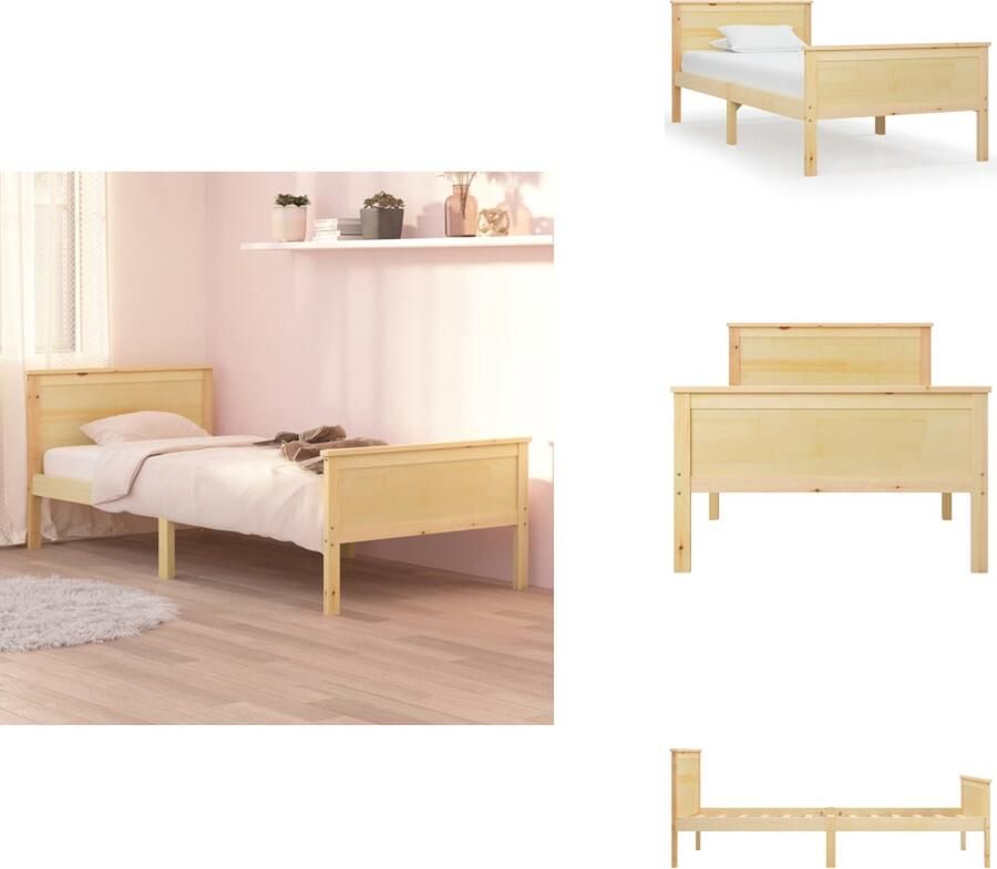 VidaXL Bedframe Bedframes Bed Houten Bedframe massief grenenhout 90x200 cm