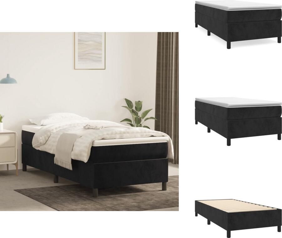 VidaXL Boxspringframe Zwart Stof (100% polyester) 203 x 80 x 25 cm Geschikte matras- 80 x 200 cm Ondersteunende poten Multiplex lattenbodem Montagehandleiding inbegrepen Bed - Foto 2