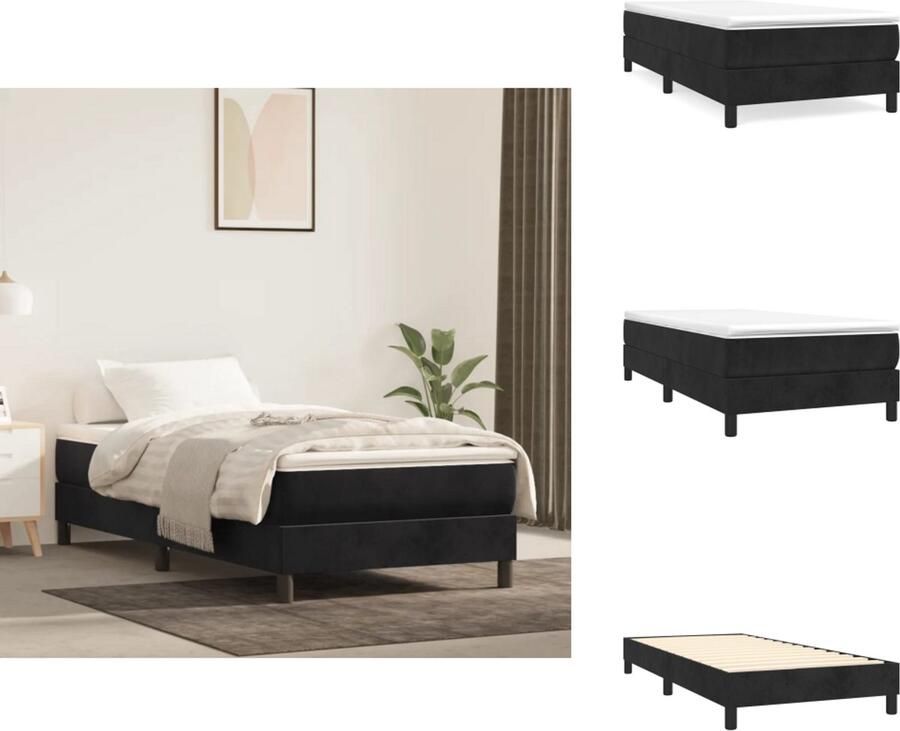 VidaXL Boxspringbedframe fluweel zwart 90x200 cm