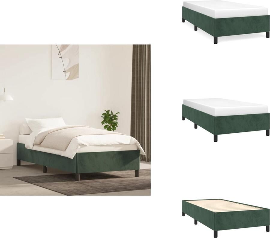 VidaXL Bedframe Donkergroen Fluweel Ondersteunende poten Multiplex lattenbodem 203 x 103 x 35 cm Geschikte matras 100 x 200 cm ( ) Bed