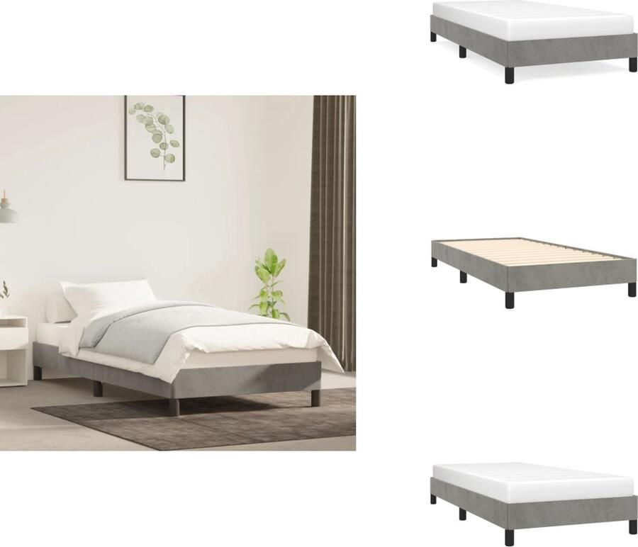 VidaXL Bedframe Bedframes Bed Ledikant Bedframe zonder matras 100x200 cm fluweel lichtgrijs