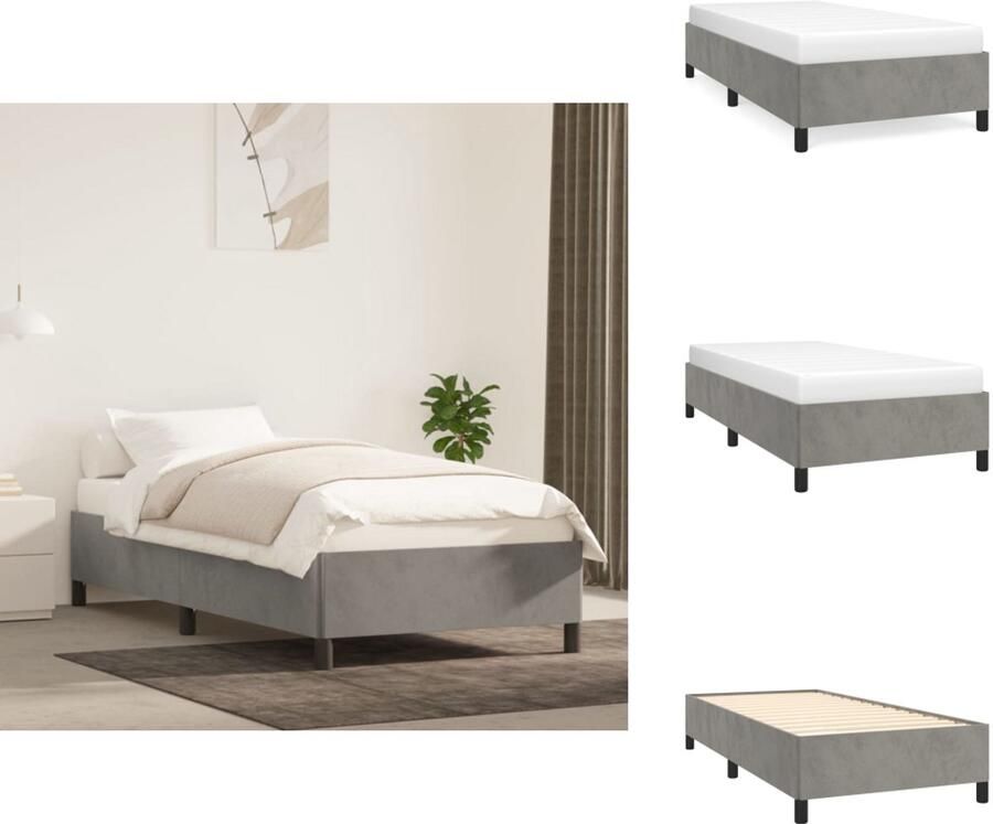VidaXL Bedframe zonder matras 100x200 cm fluweel lichtgrijs - Foto 3