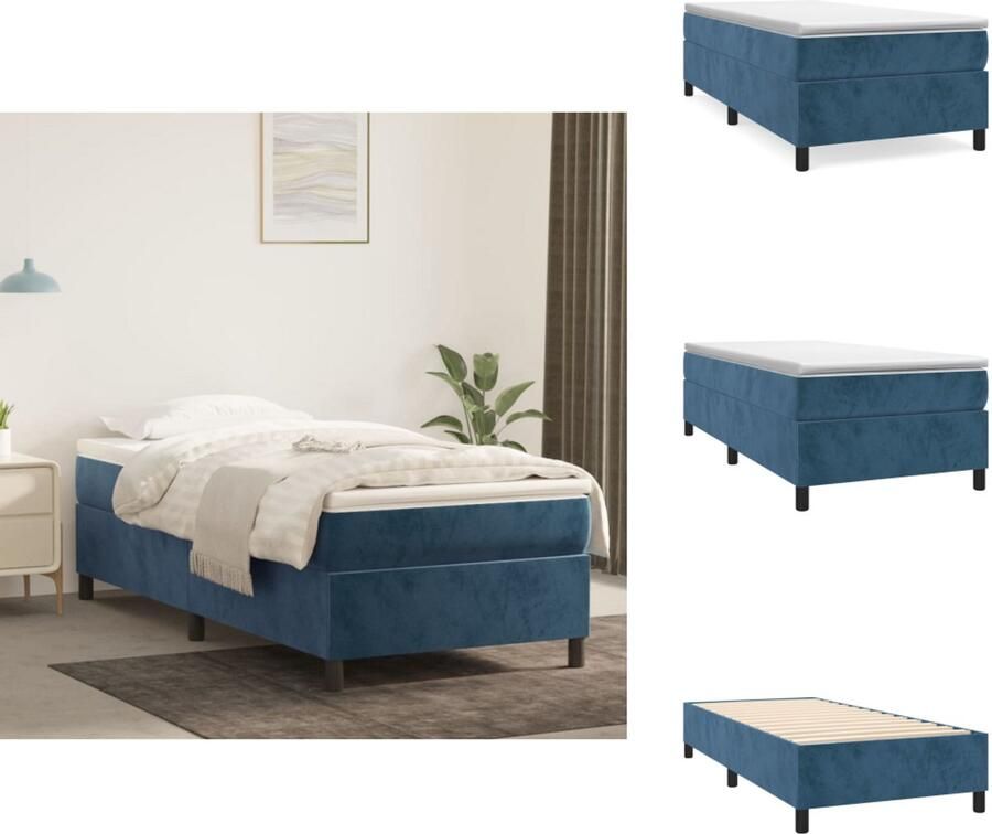 VidaXL Bedframe zonder matras 80x200 cm fluweel donkerblauw - Foto 4