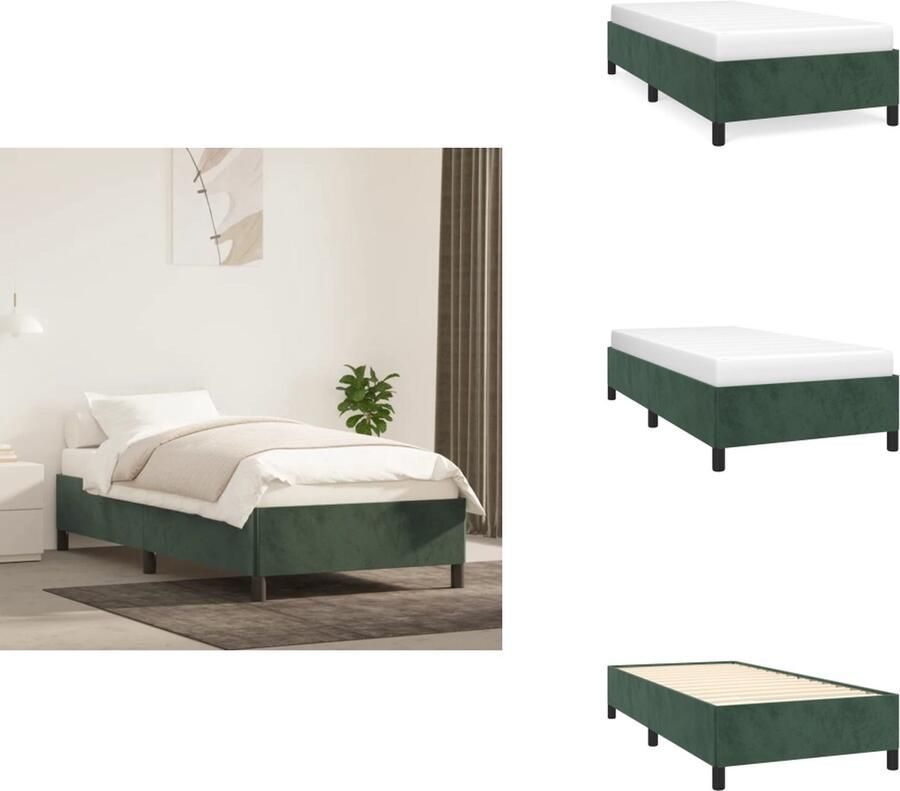 VidaXL Bedframe Donkergroen Fluweel Een comfortabele en stabiele toevoeging aan elke slaapkamer Afmetingen- 203 x 83 x 35 cm Geschikte matras- 80 x 200 cm Bed