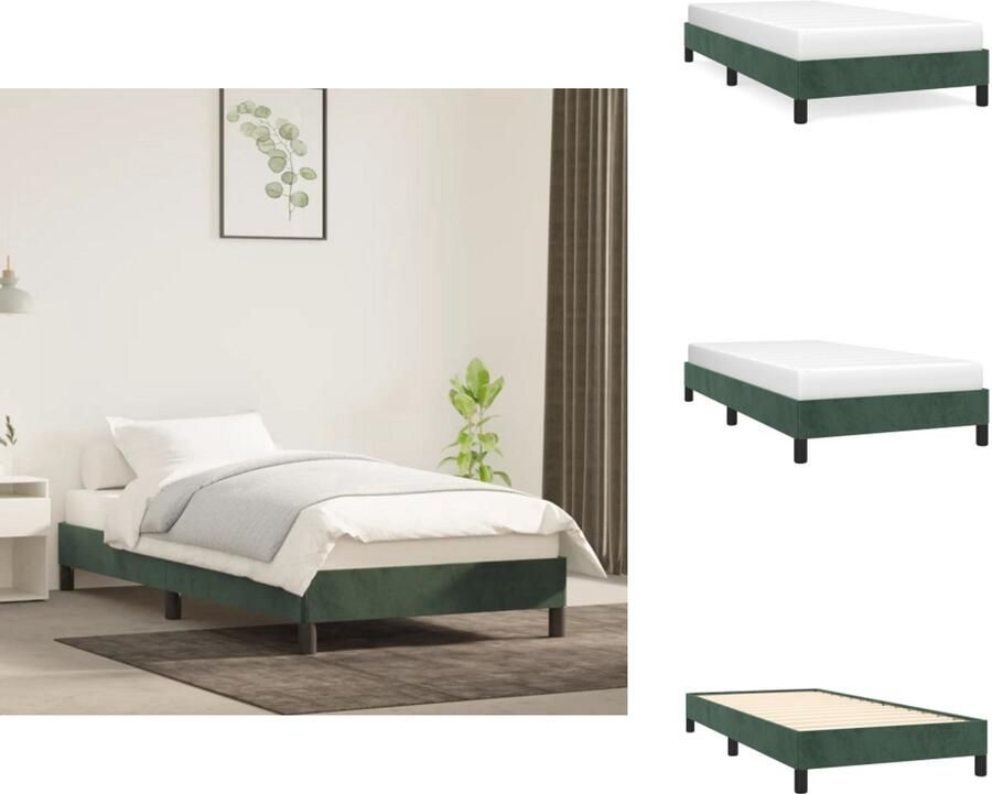 VidaXL Bedframe Bedframes Bed Ledikant Bedframe zonder matras 80x200 cm fluweel donkergroen - Foto 2