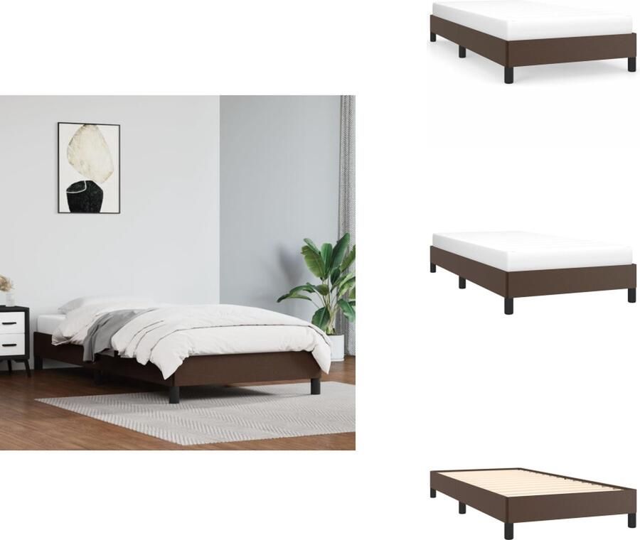 VidaXL Bedframe Kunstleer Bruin 203x103x25 cm Stabiele Poten Multiplex Lattenbodem Bed