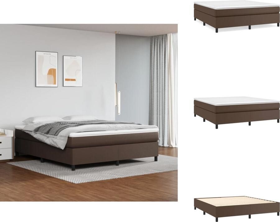 VidaXL Bedframe Bedframes Bed Slaapmeubel Boxspringframe kunstleer bruin 160x200 cm - Foto 2