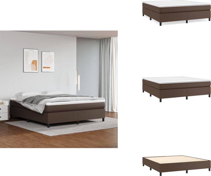 VidaXL Bedframe Bruin Kunstleer 203x183x35 cm Ondersteunende poten Multiplex lattenbodem Bed
