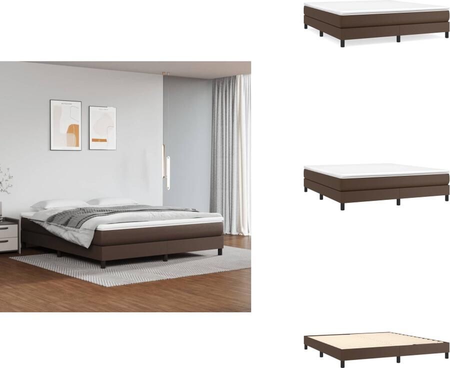 VidaXL Boxspringframe 180 x 200 cm Duurzaam kunstleer Ondersteunende poten Multiplex lattenbodem Bruin Bed