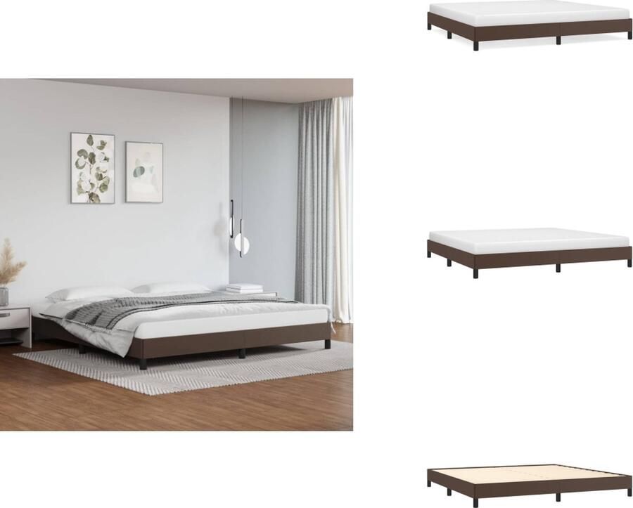 VidaXL Bedframe Kunstleer Multiplex Bruin 203x203x25cm Geschikt voor 200x200cm matras Bed - Foto 2