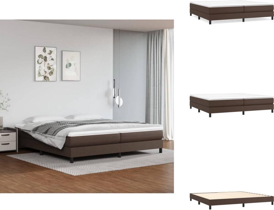 VidaXL Bedframe Kunstleer Multiplex Bruin 203x203x25cm Geschikt voor 200x200cm matras Bed - Foto 3