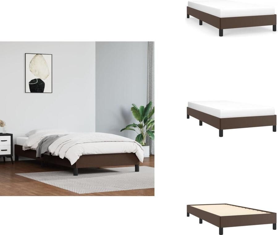 VidaXL Bedframe Kunstleer Bruin 203 x 83 x 25 cm Voor matras 80 x 200 cm Poten Montagehandleiding inbegrepen Bed