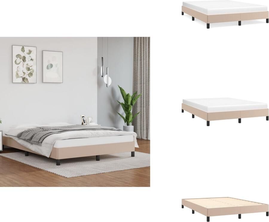 VidaXL Bedframe Bedframes Bed Slaapmeubel Bedframe kunstleer cappuccinokleurig 140x190 cm