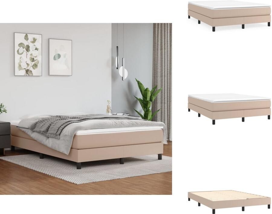 VidaXL Bedframe Bedframes Bed Slaapmeubel Bedframe kunstleer cappuccinokleurig 140x190 cm - Foto 2